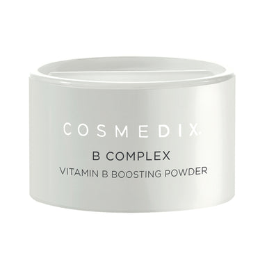 Cosmedix B Complex vitamin B boosting powder container available for shop at Atone Skin Clinic