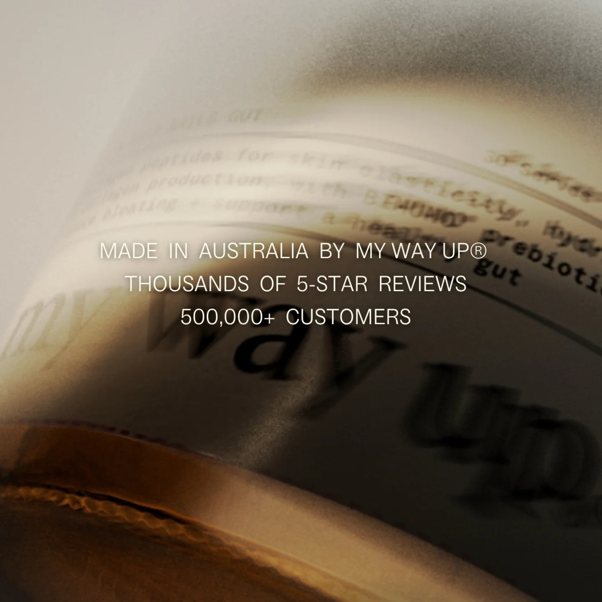 Product with 'My Way Up' branding and text about Australian manufacturing and customer reviews.