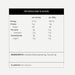 Nutritional information and ingredient label for a product on a white background