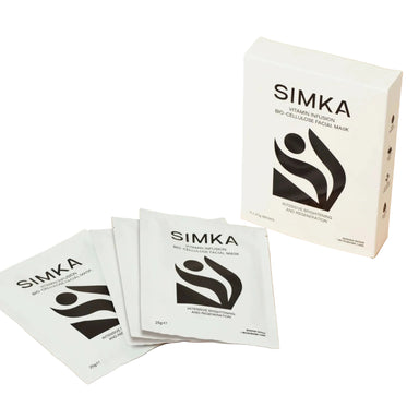 SIMKA facial mask packaging on a beige background